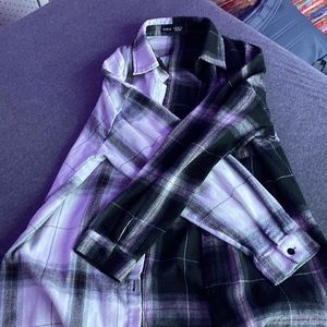 half gray half black flannel